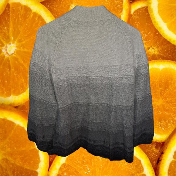 JM Collection Gray to Black Transition 1/2 Button 100% Cotton Sweater Size Large - Picture 5 of 5